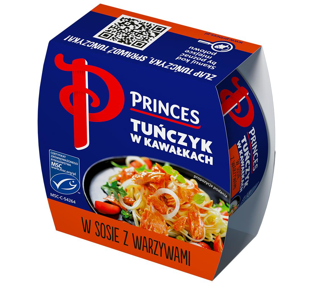 Tuńczyk w kawałkach z warzywami w sosie pomidorowym